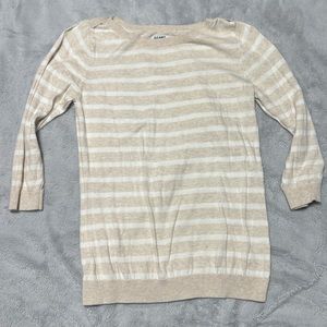Old Navy Tan/White Striped Sweatshirt